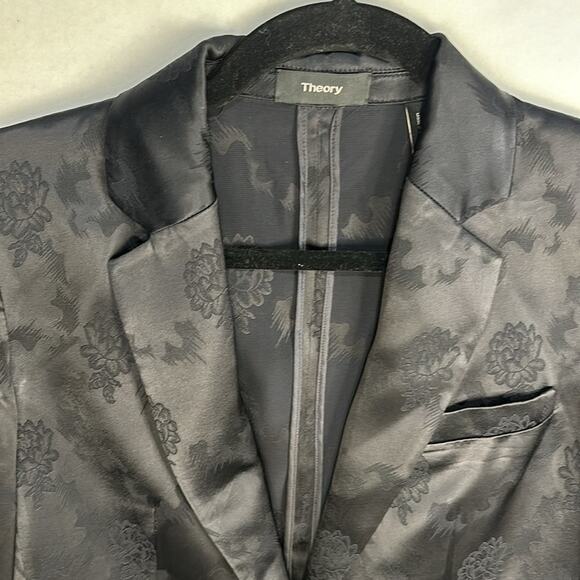 Theory Grinson Blazer Black Jacquard Size 0 OVERSIZED - Picture 4 of 14